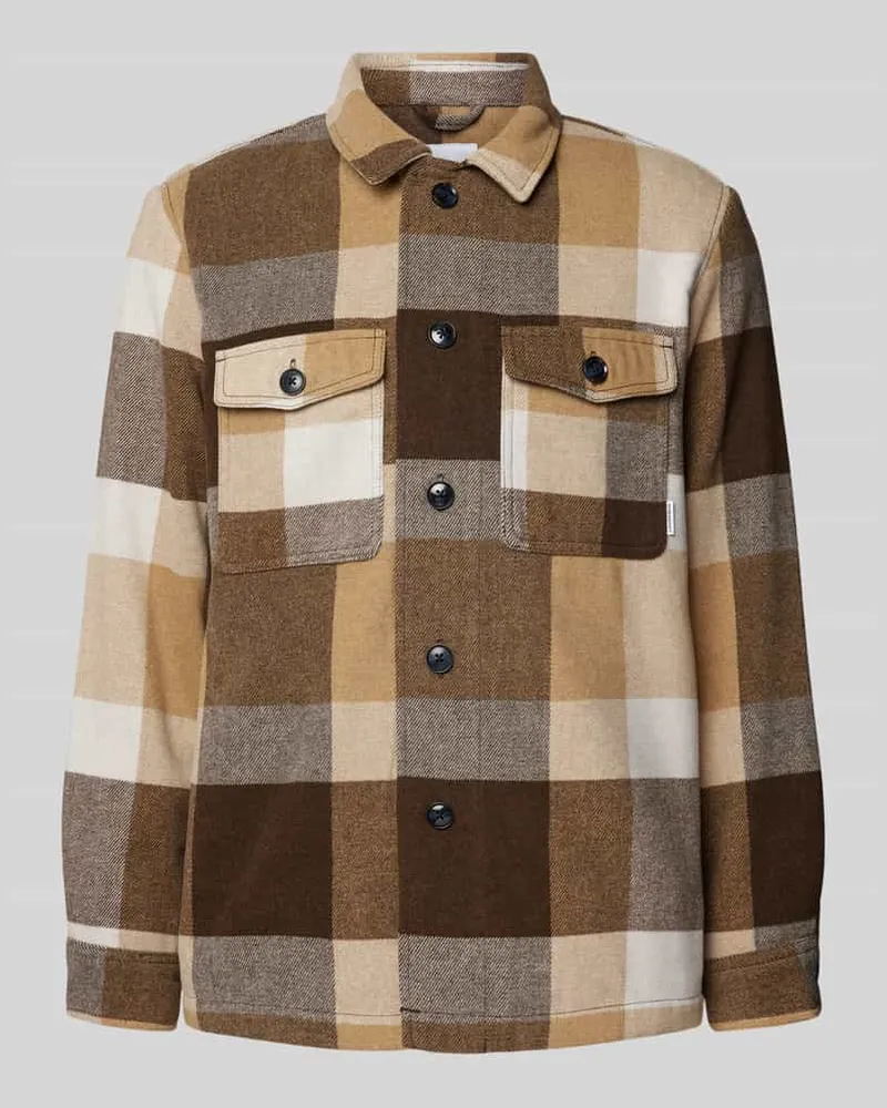 Lindbergh Relaxed Fit Overshirt mit aufgesetzten Brusttaschen Mittelbraun