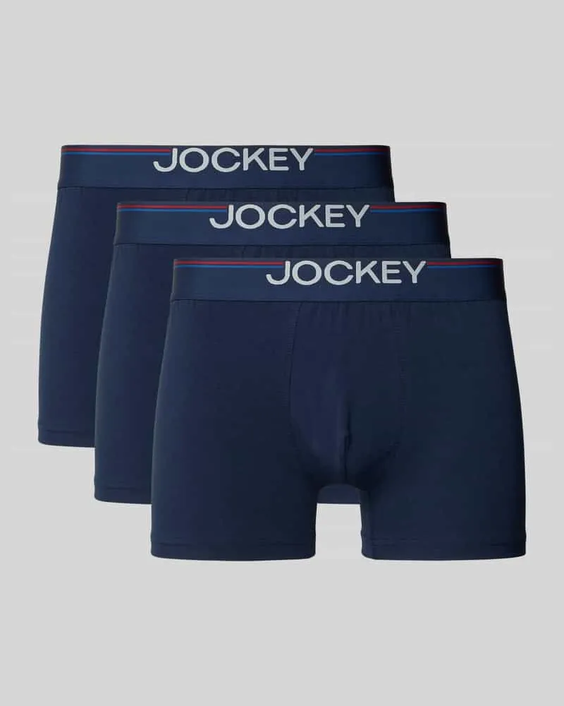 Jockey Slim Fit Trunks mit Logo-Stitching im 3er-Pack Marine