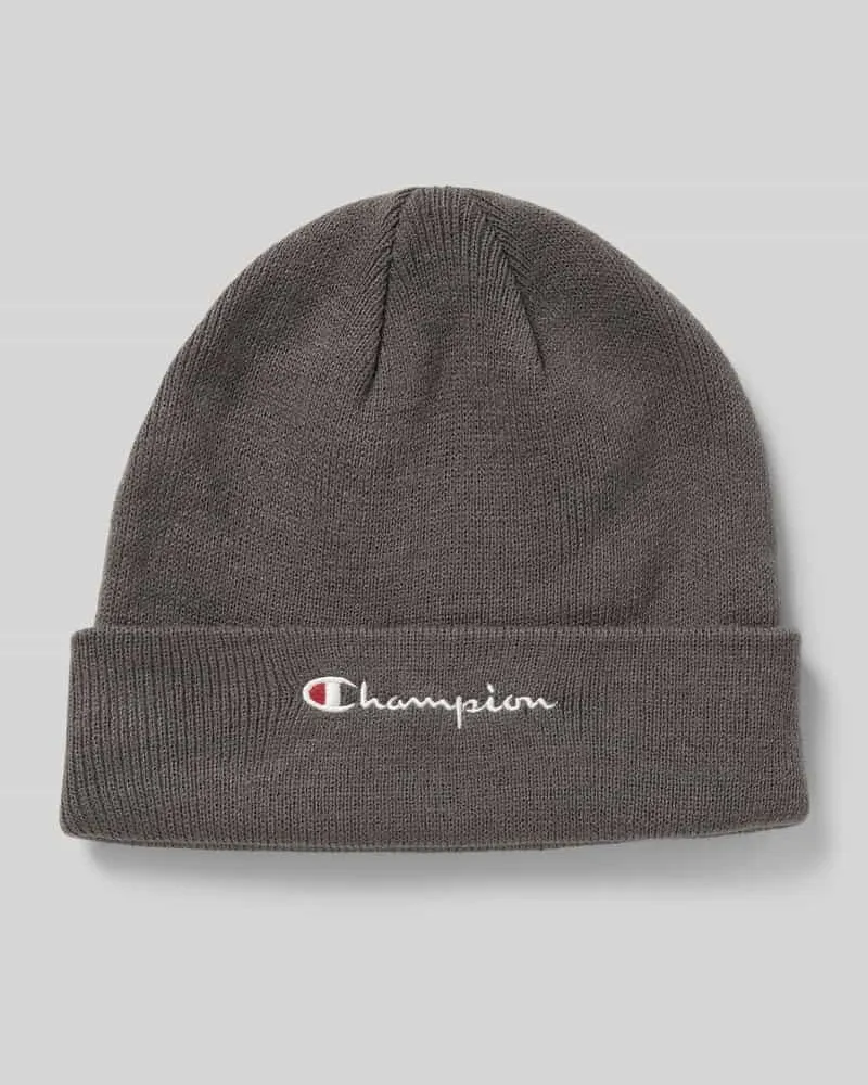 Champion Beanie mit breitem Umschlag und Logo-Stitching Anthrazit