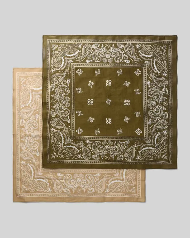 HUGO BOSS Bandana aus reiner Baumwolle im 2er-Pack Modell '2BANDANA Oliv