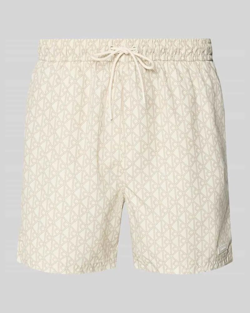 Calvin Klein Regular Fit Badeshorts mit Tunnelzug Beige