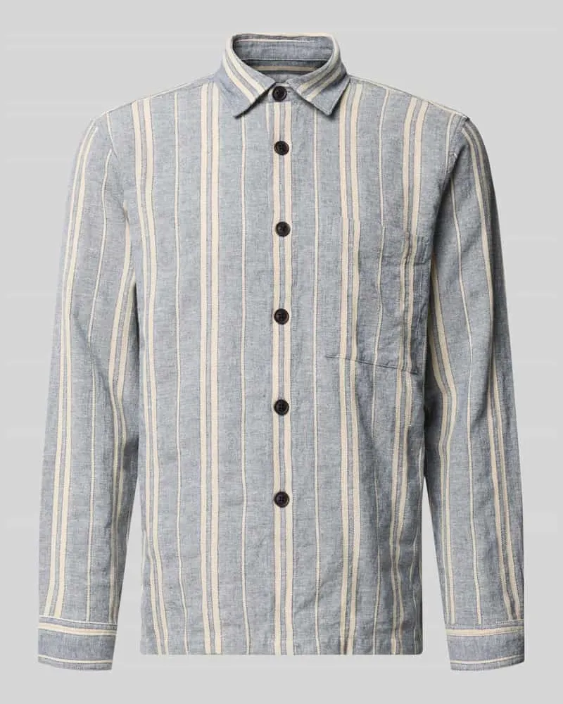 Roy Robson Regular Fit Freizeithemd mit Leinen-Anteil Bleu