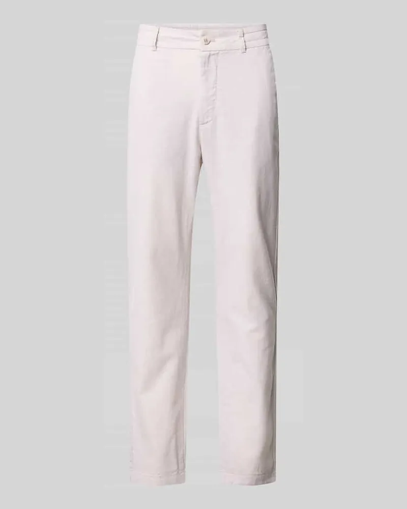 Tom Tailor Straight Leg Hose aus Leinen-Baumwoll-Mix Hellgrau