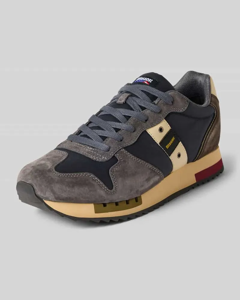 Blauer Sneaker aus Leder-Mix Modell 'Queens Marine