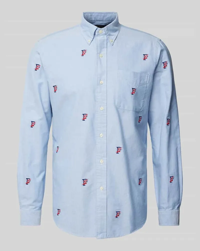 Ralph Lauren Classic Fit Freizeithemd mit Button-Down-Kragen Hellblau