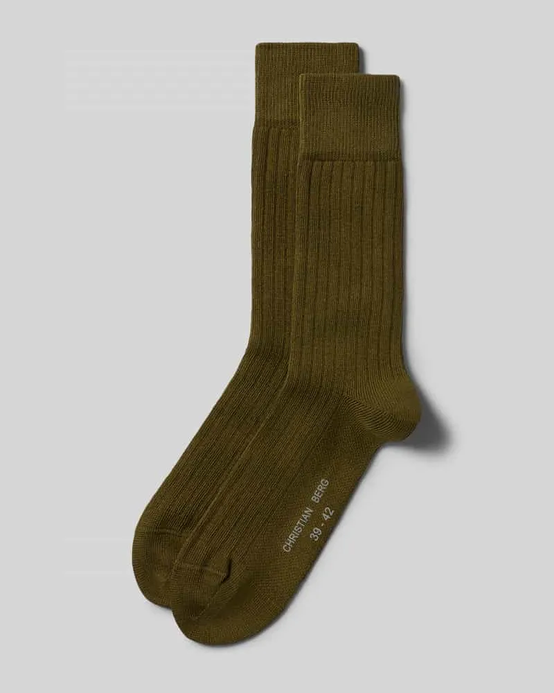 Christian Berg Socken aus Baumwoll-Mix im 2er-Pack Oliv
