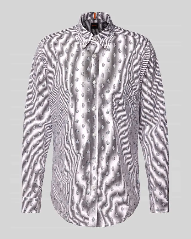 HUGO BOSS Regular Fit Freizeithemd mit Button-Down-Kragen Modell 'Rickert Weiss
