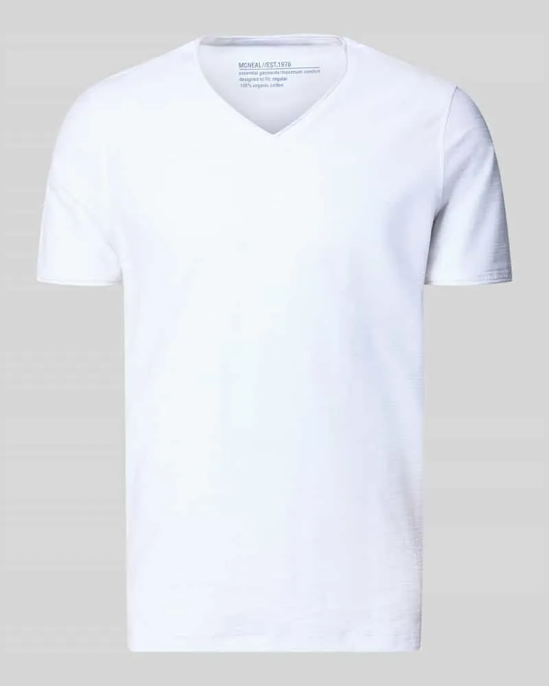 McNeal T-Shirt mit V-Ausschnitt Weiss