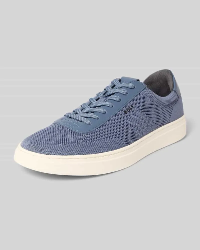 HUGO BOSS Low Top Sneaker mit Echtleder-Besatz Modell 'KIERAN Blau