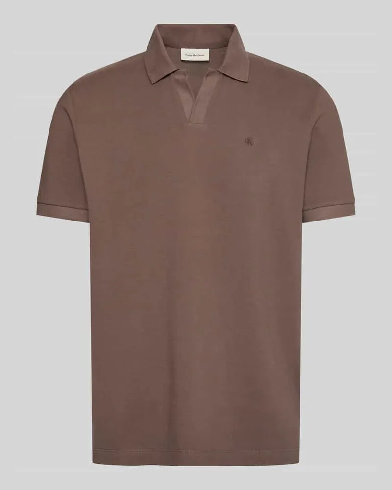 Calvin Klein Regular Fit Poloshirt aus reiner Baumwolle Schoko