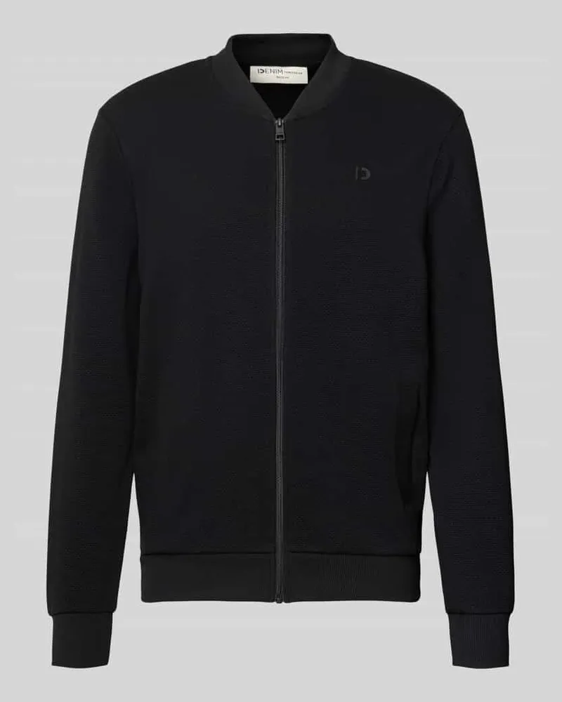 Tom Tailor Regular Fit Sweatjacke aus reiner Baumwolle Black