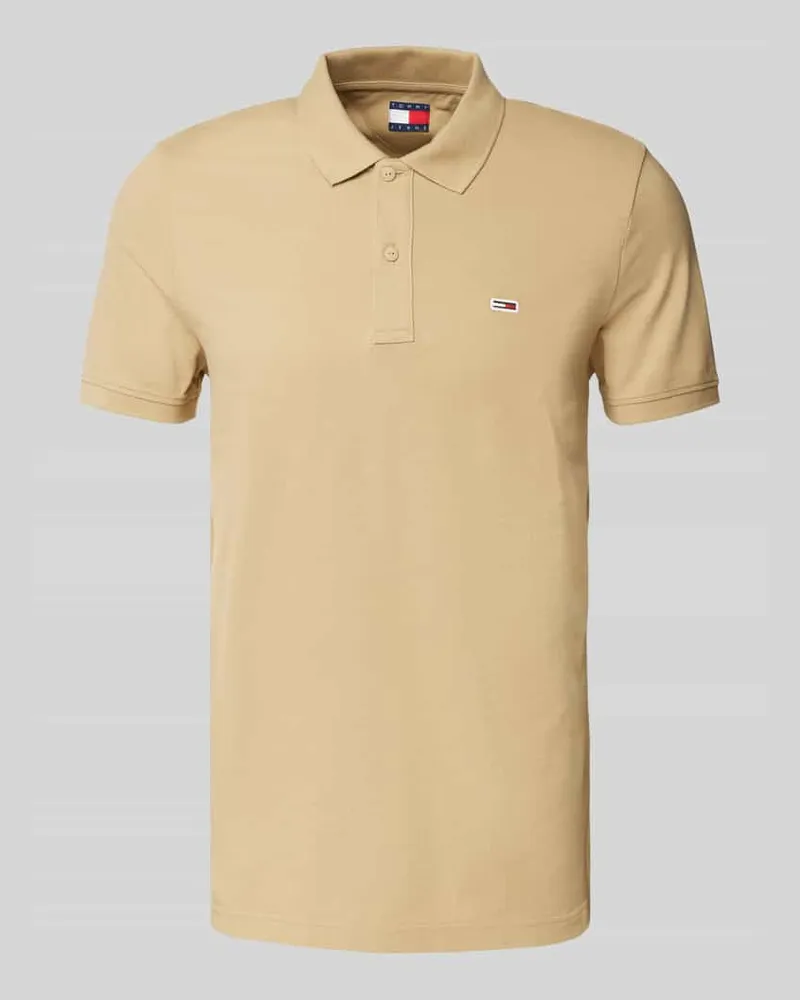 Tommy Hilfiger Slim Fit Poloshirt mit Logo-Stitching Beige