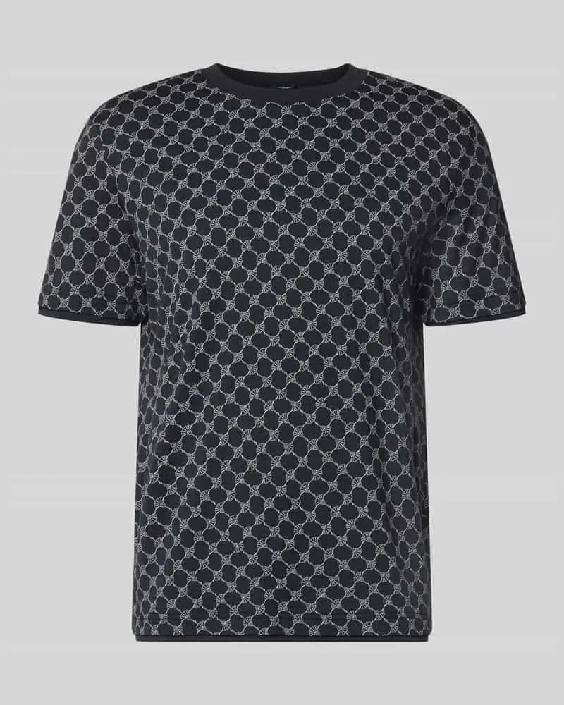 JOOP! T-Shirt mit Logo-Muster und Rundhalsausschnitt Blau