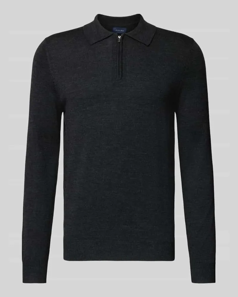 Christian Berg Strickpullover aus Woll-Mix mit Umlegekragen 