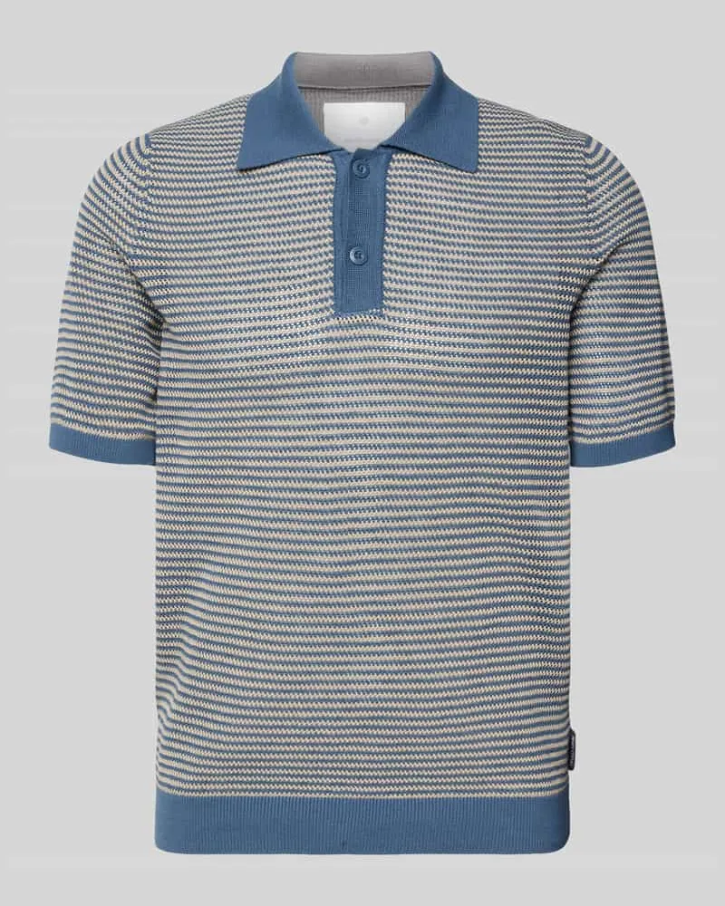Marc O'Polo Regular Fit Poloshirt aus Baumwoll-Leinen-Mix Blau