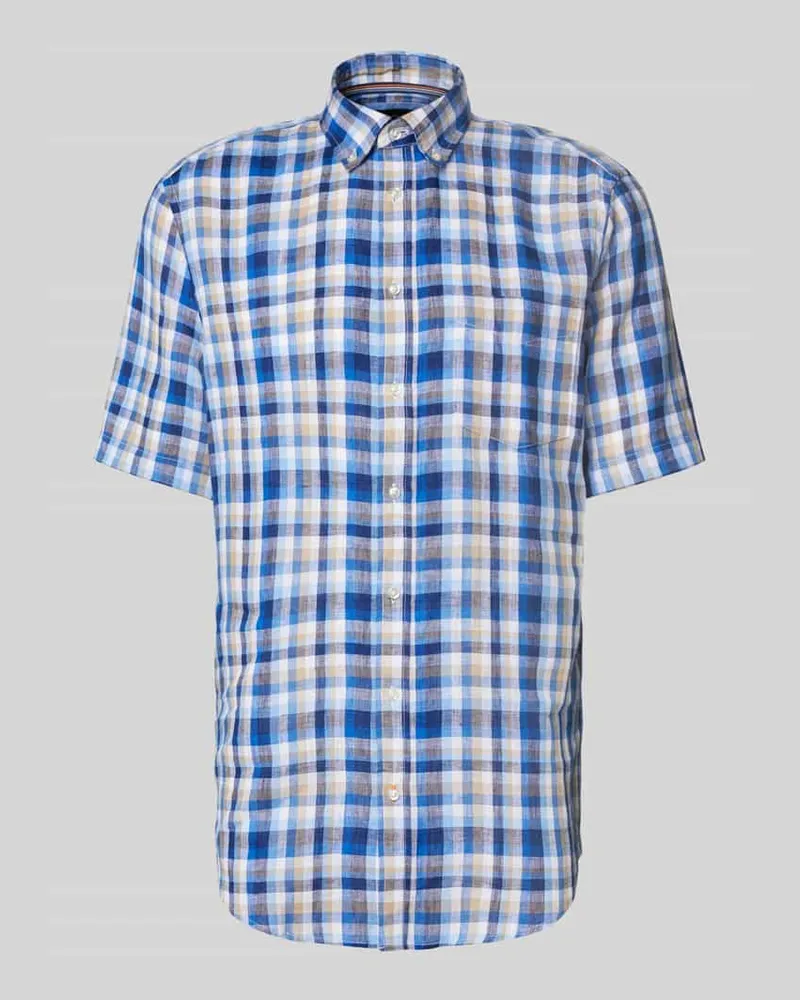 Christian Berg Regular Fit Freizeithemd aus reinem Leinen Marine