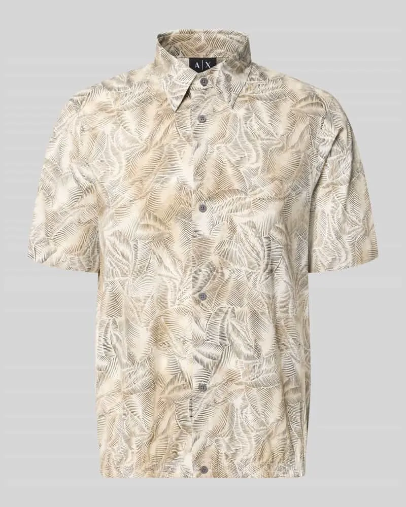 Armani Exchange Regular Fit Freizeithemd mit Kentkragen Beige