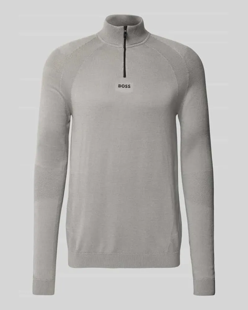 HUGO BOSS Regular Fit Troyer mit Schurwoll-Anteil Modell 'TOUR SEAMLESS QZ Hellgrau