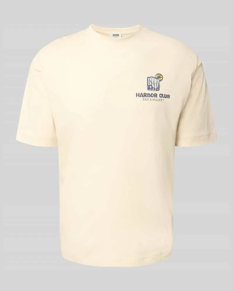 Drykorn T-Shirt mit Motiv-Print und Rundhalsausschnitt Sand