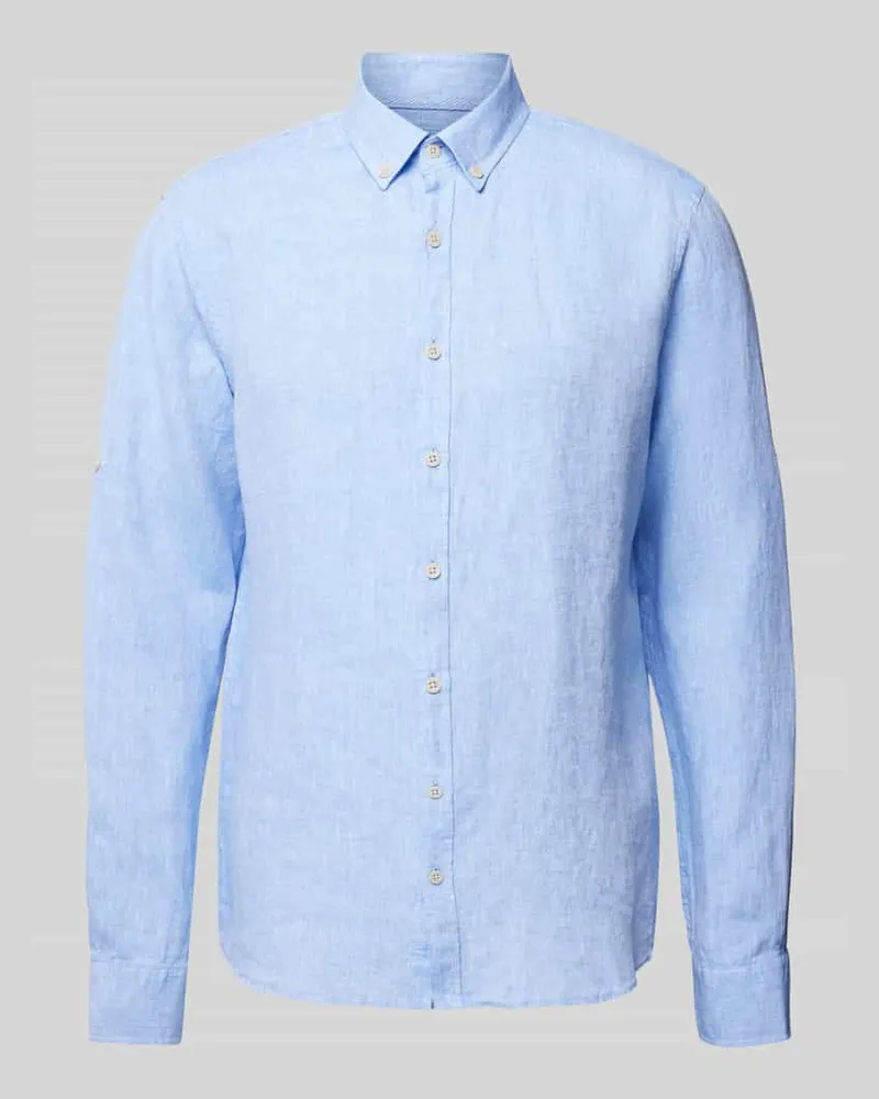 Brax Modern Fit Leinenhemd mit Button-Down-Kragen Modell 'Dirk 