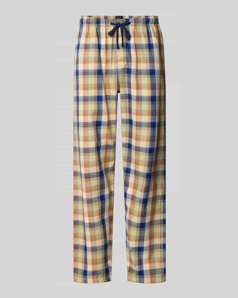 Schiesser Pyjama-Hose im Allover-Look mit elastischem Bund Beige