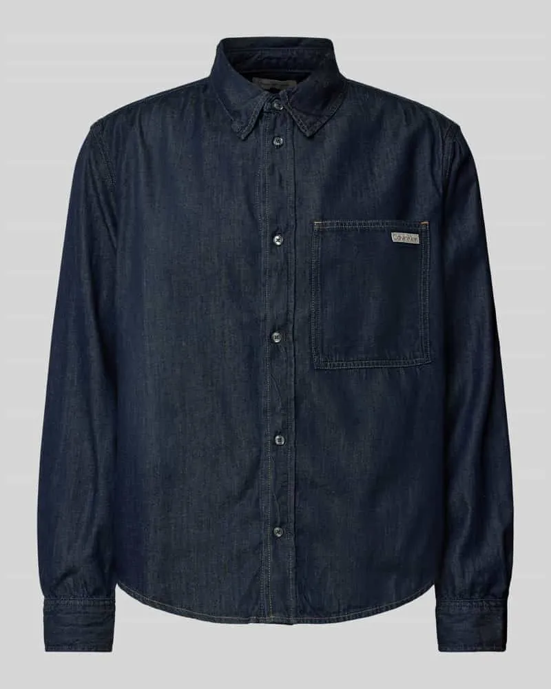 Calvin Klein Regular Fit Jeanshemd mit Label-Detail Jeansblau