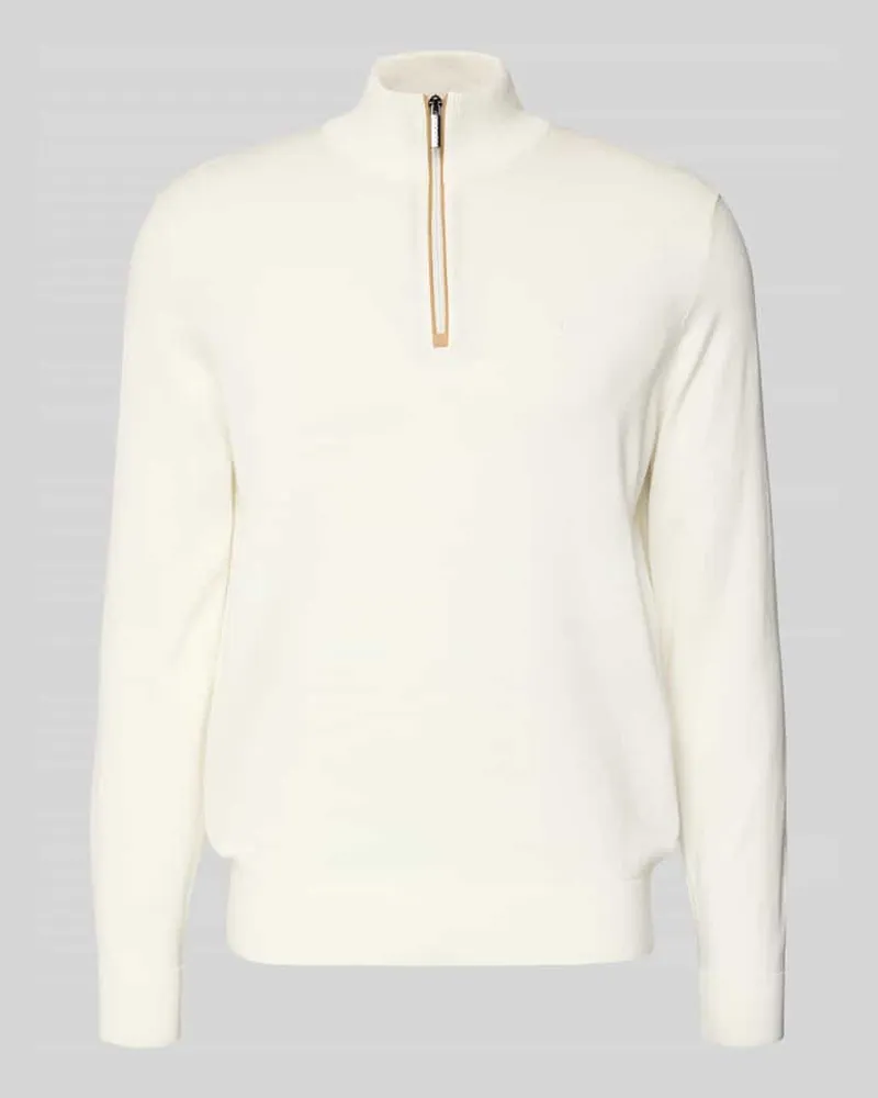 Bugatti Strickpullover mit Stehkragen Ecru