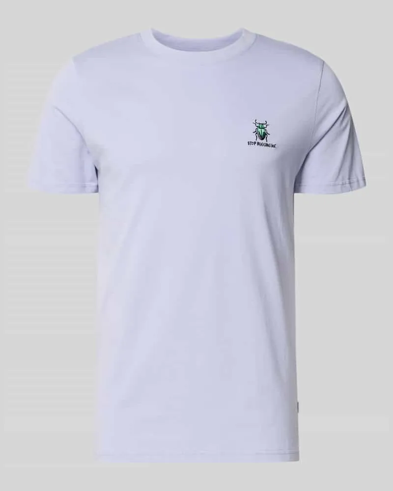 Lindbergh T-Shirt mit Stitching und Rundhalsausschnitt Flieder