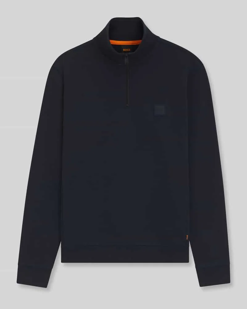 HUGO BOSS Regular Fit Troyer aus reiner Baumwolle Modell 'Zetrust Dunkelblau