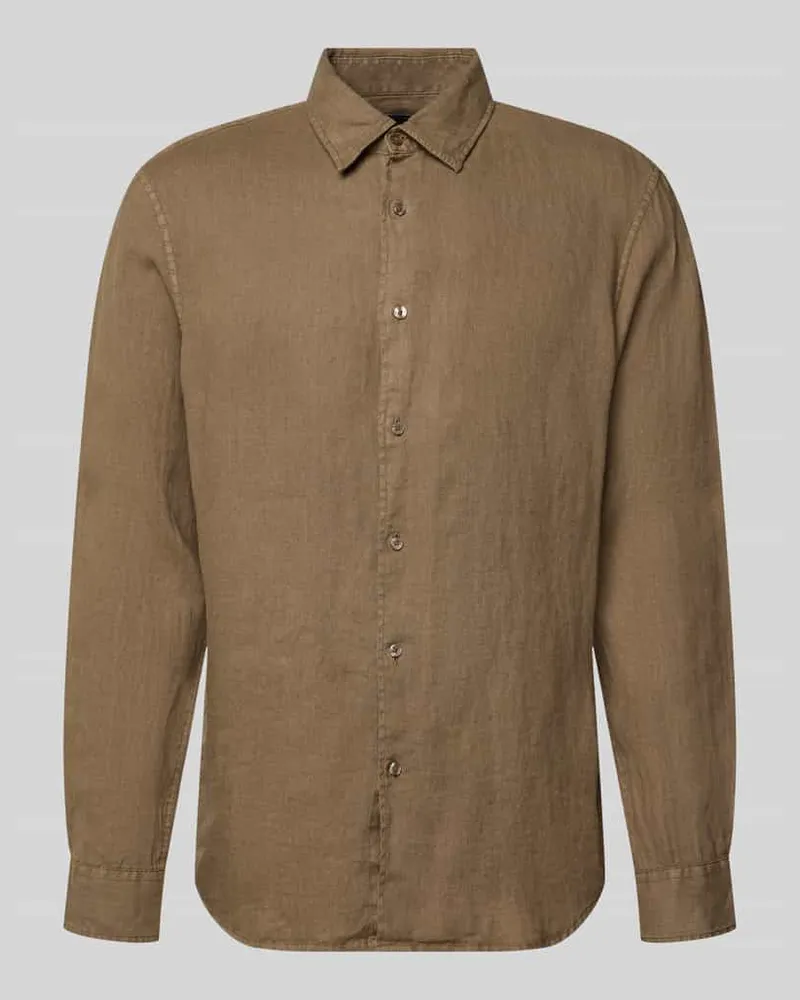 McNeal Leinenhemd mit Kentkragen Mittelbraun