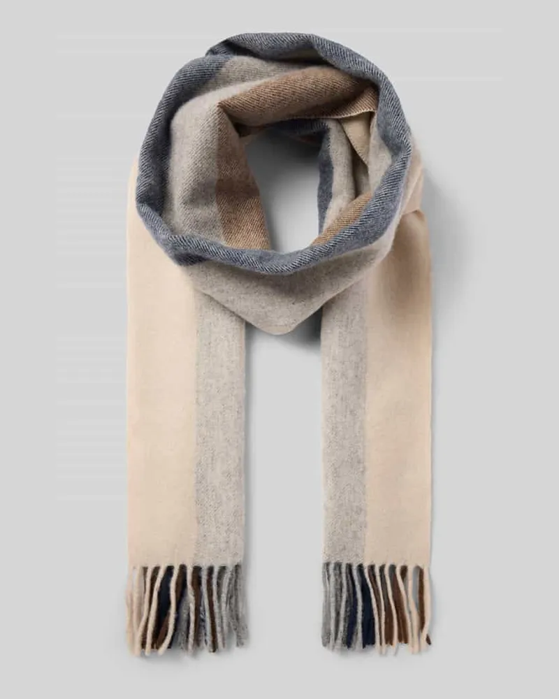 Roy Robson Schal aus Woll-Kaschmir-Mix mit Fransen Beige