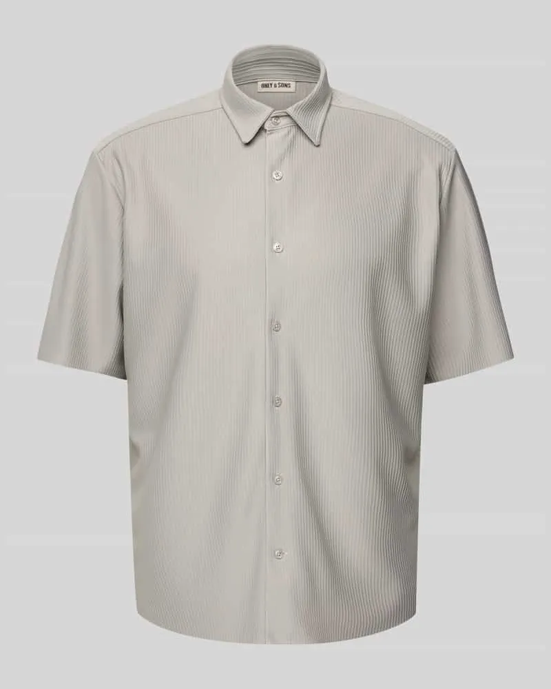 Only & Sons Relaxed Fit Freizeithemd mit 1/2-Arm Modell 'BOYY Hellgrau