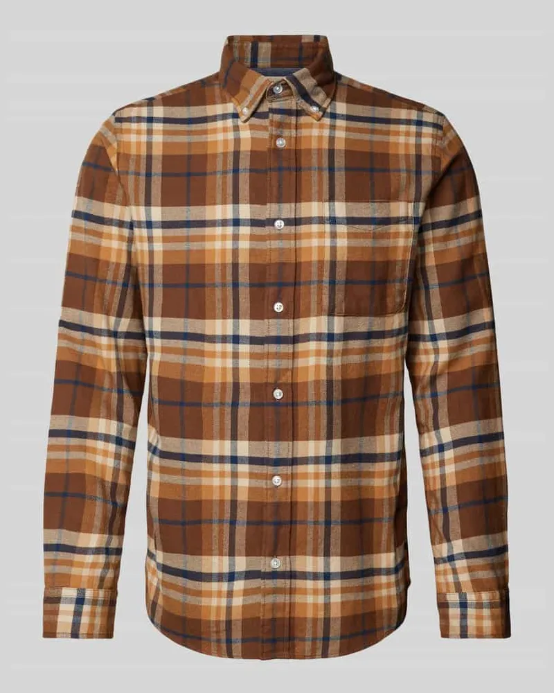 Jack & Jones Slim Fit Freizeithemd Button-Down-Kragen Modell 'BLUNORRIS Taupe
