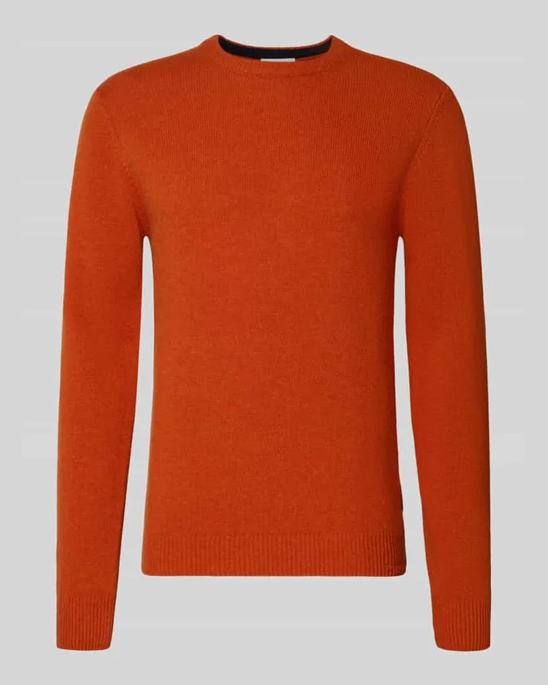 Casual Friday Oversized Strickpullover mit gerippten Abschlüssen Orange