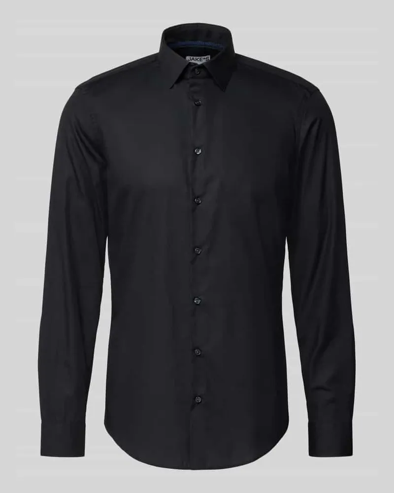 JAKE*S Slim Fit Businesshemd mit Kentkragen Black