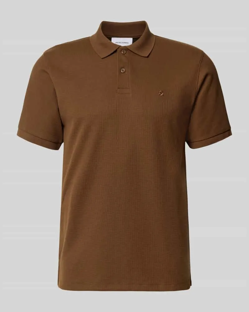 Jack & Jones Slim Fit Poloshirt mit Label-Stitching Modell 'AUSTIN Mittelbraun