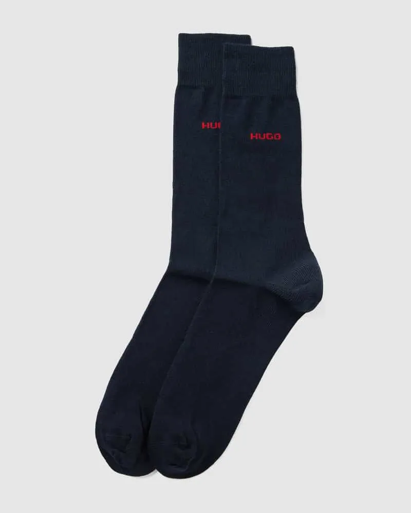 HUGO BOSS Socken mit Label-Detail im 2er-Pack Dunkelblau