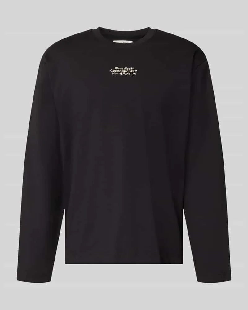 Wood Wood Regular Fit Longsleeve aus reiner Baumwolle Modell 'Ryan Black