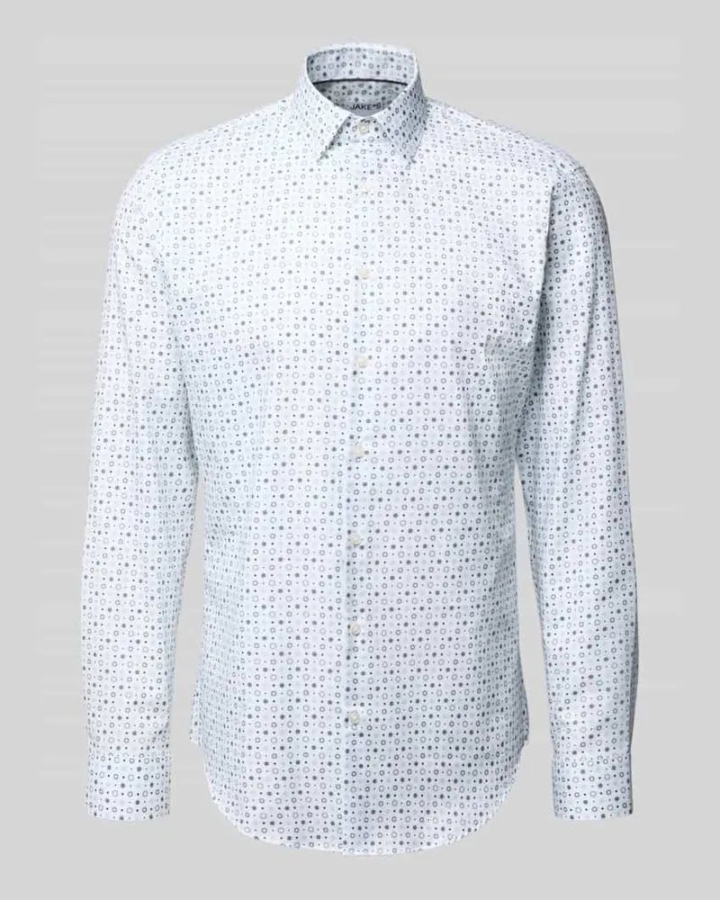 JAKE*S Slim Fit Business Hemd aus Baumwolle mit Kentkragen Weiss