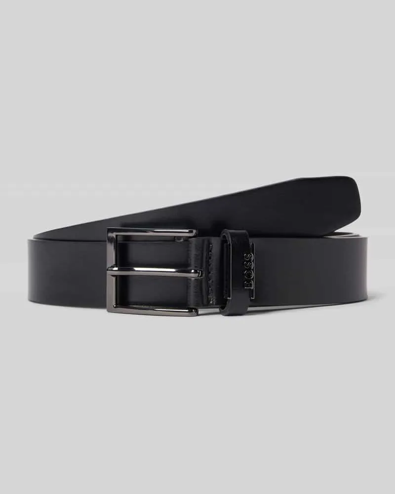 HUGO BOSS Ledergürtel mit Label-Applikation aus Metall 