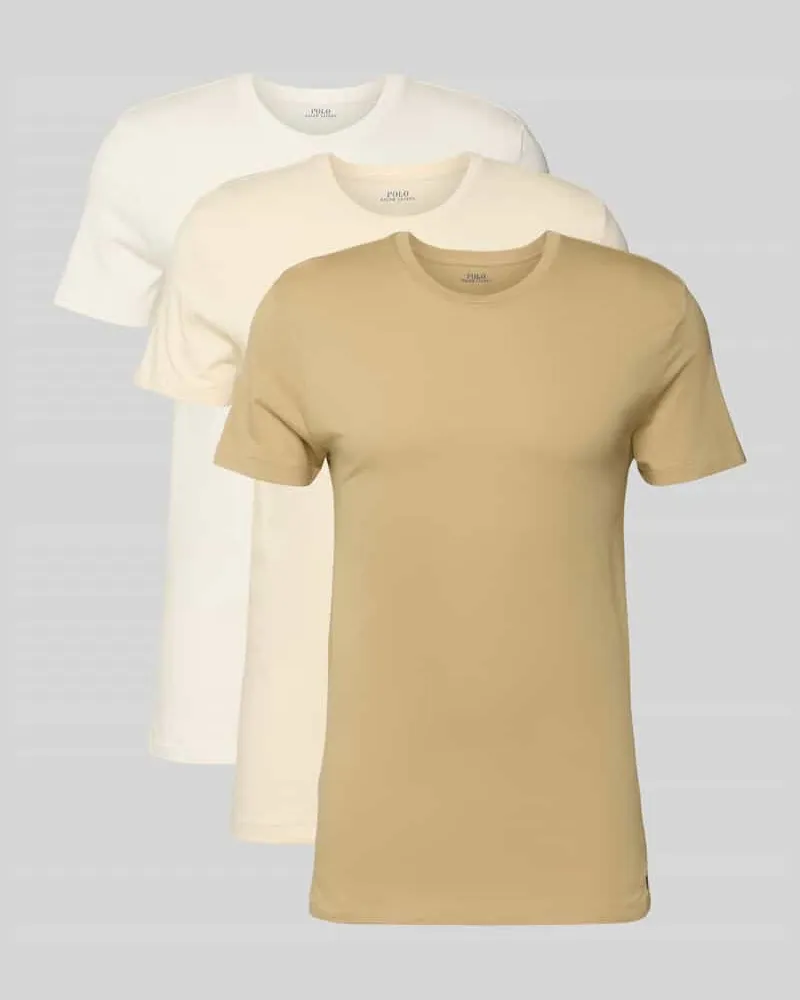 Ralph Lauren T-Shirt mit geripptem Rundhalsausschnitt im 3er-Pack Beige