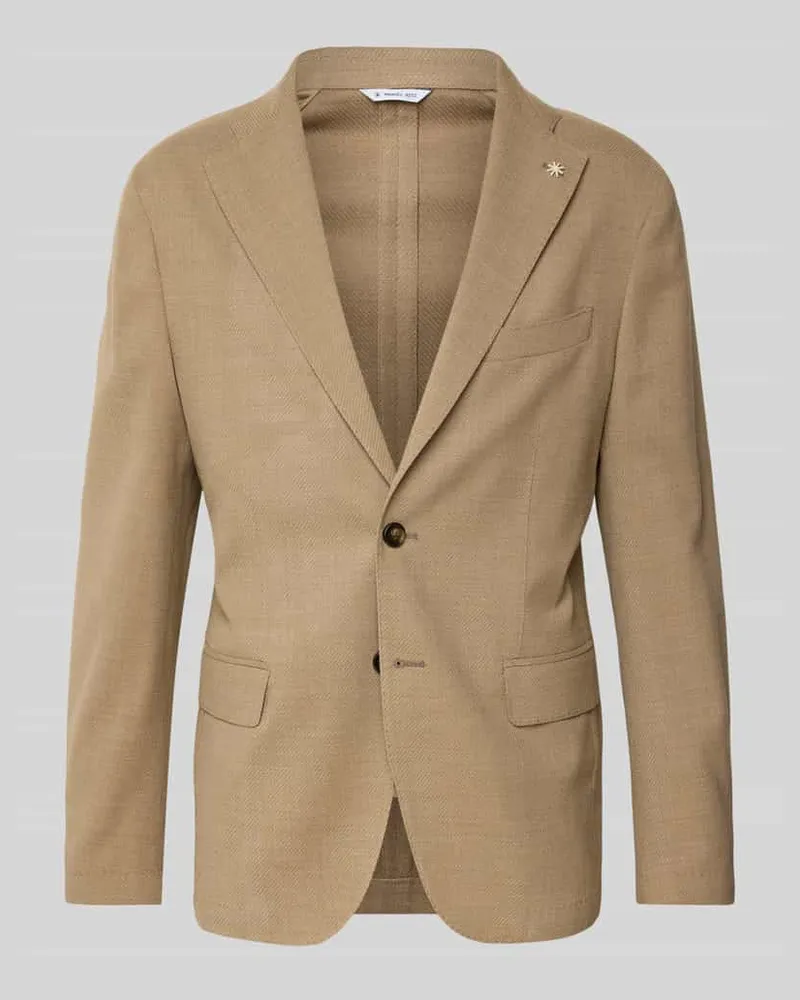 Manuel Ritz 2-Knopf-Sakko aus Schurwoll-Mix mit Pattentaschen Taupe