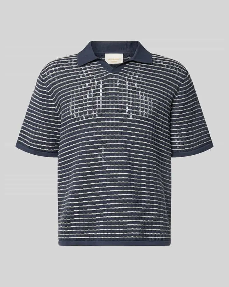 Jack & Jones Regular Fit Poloshirt mit V-Ausschnitt Rauchblau