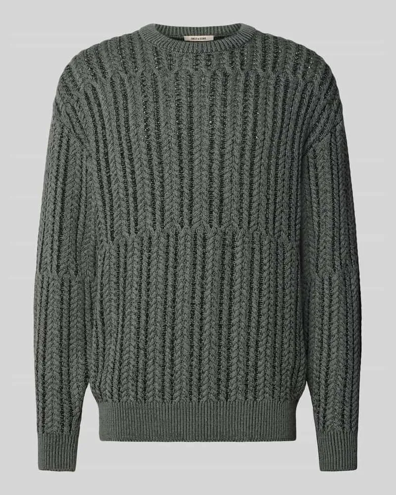 Only & Sons Relaxed Fit Strickpullover aus Baumwoll-Mix Modell 'FILL RLX Anthrazit