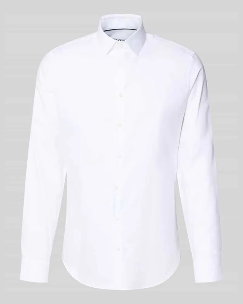 JAKE*S Slim Fit Business Hemd aus Baumwolle mit Kentkragen Weiss