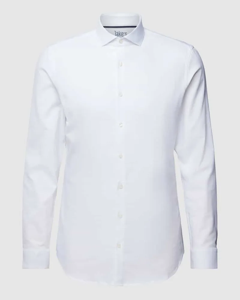 JAKE*S Businesshemd mit Knopfleiste Weiss