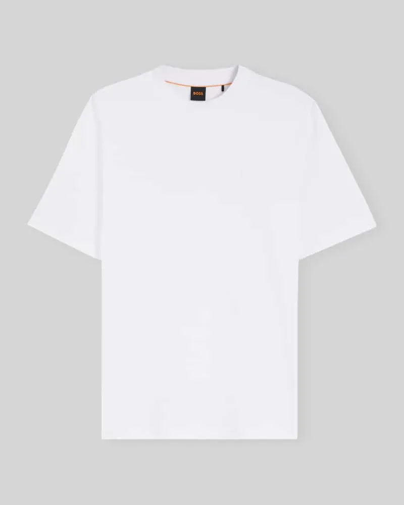 HUGO BOSS Regular Fit T-Shirt aus reiner Baumwolle Modell 'Te_interlock Weiss