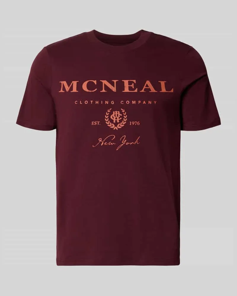 McNeal T-Shirt mit Label-Print und Rundhalsausschnitt Dunkelrot
