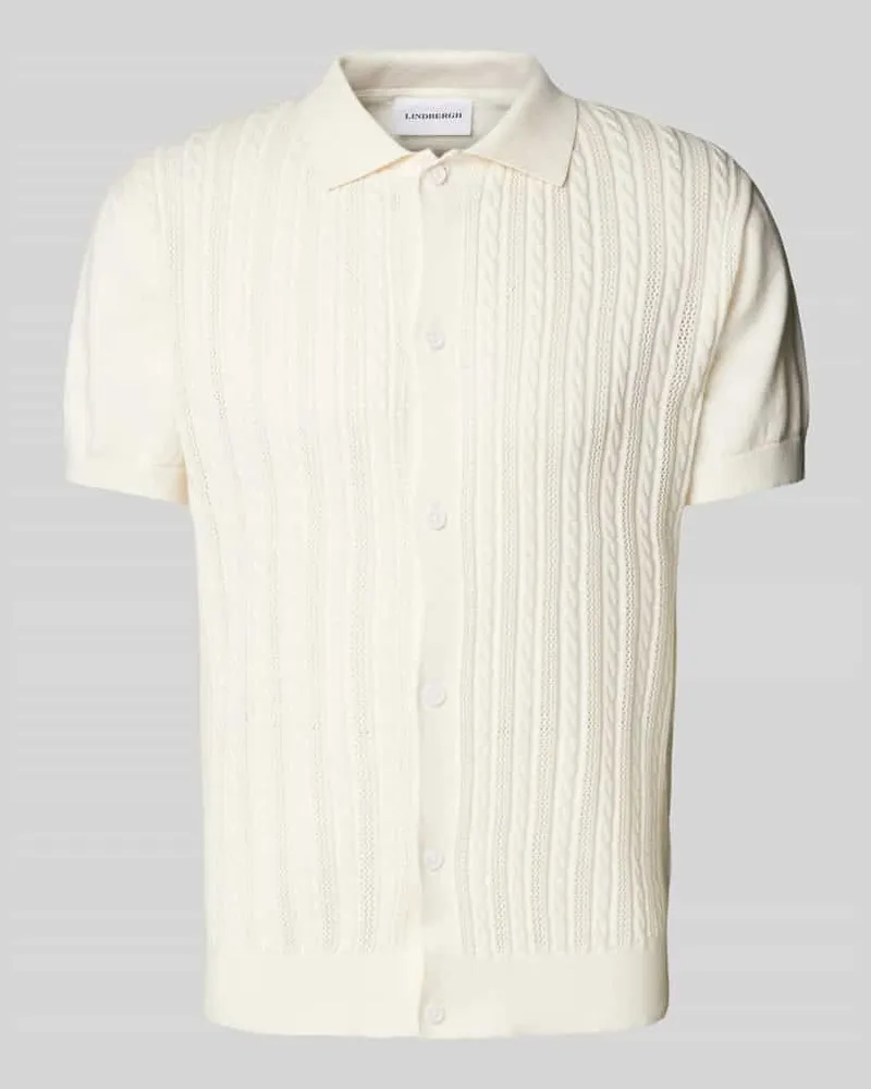 Lindbergh Relaxed Fit Freizeithemd mit Zopfmuster Offwhite