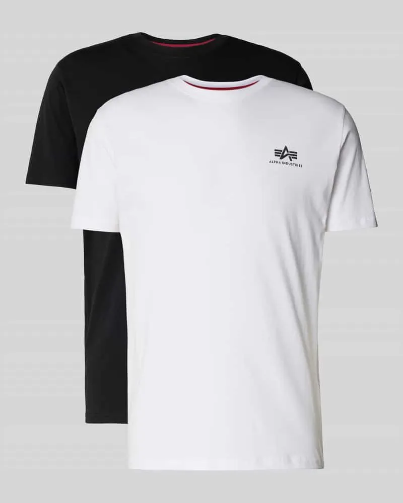 Alpha Industries T-Shirt mit Label-Print Weiss